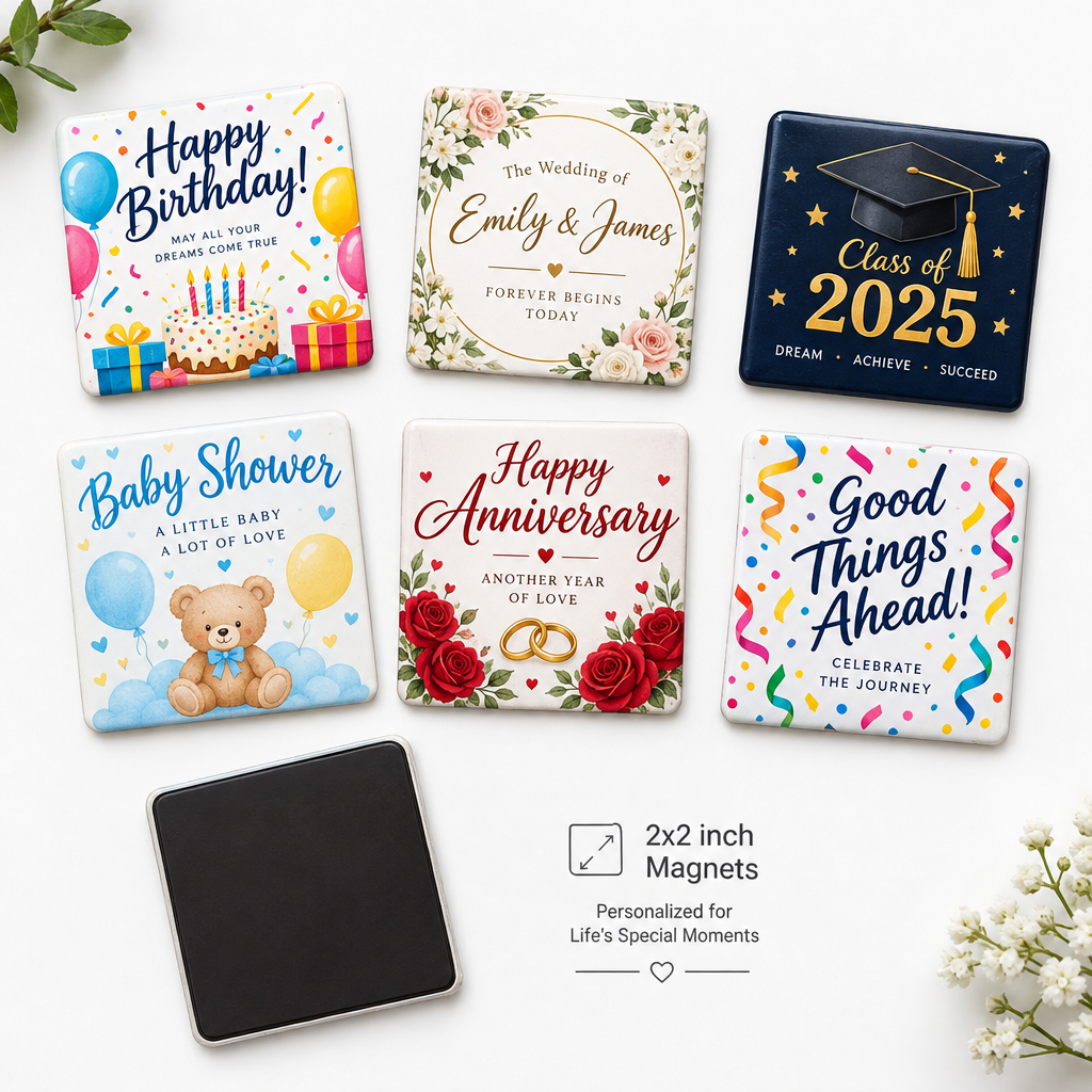 Personalized 2×2 Photo Fridge Magnets – Set of 12